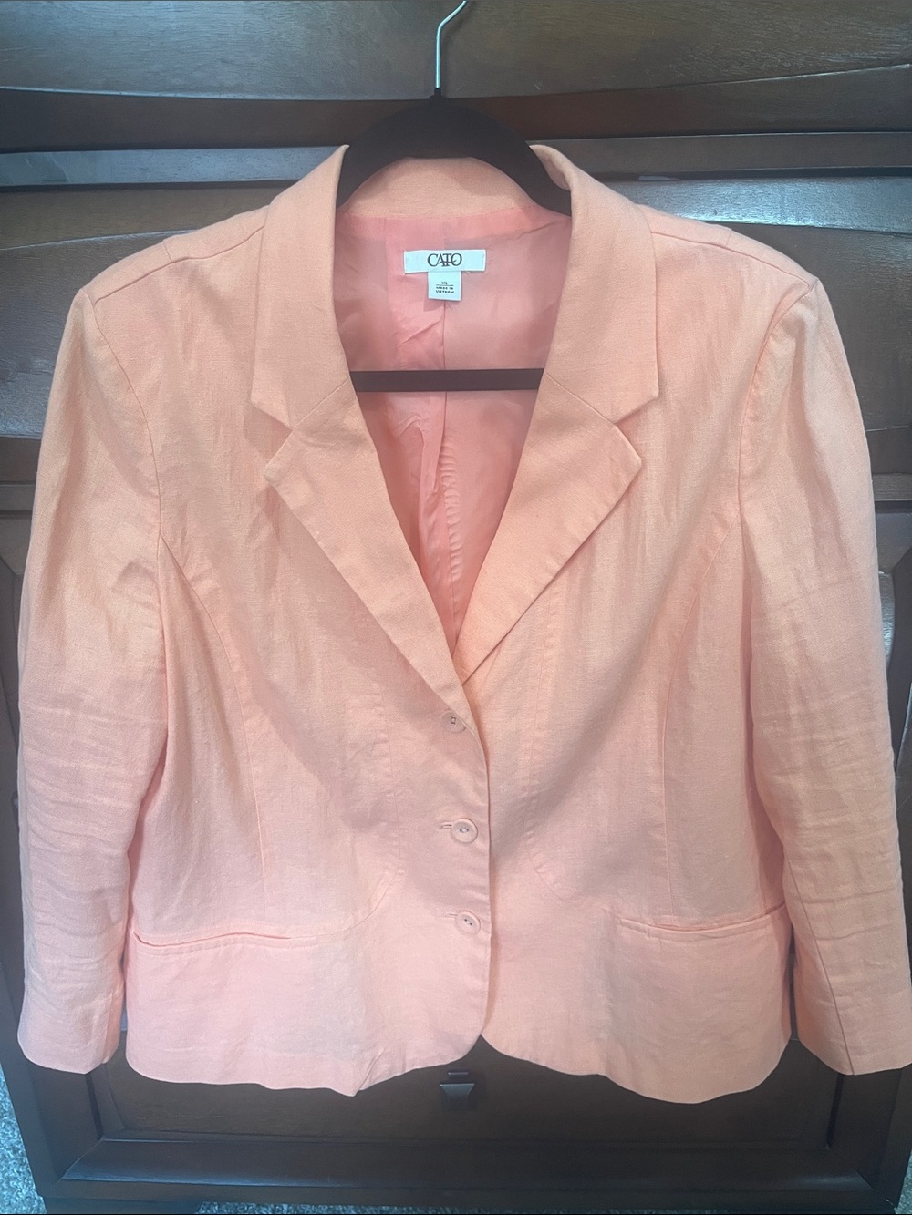 Cato Peach Linen-Blend Notch Lapel Blazer